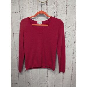 Charter Club Sweater S Small Raspberry Red/Pink 100% Cashmere Luxury Soft V-Neck